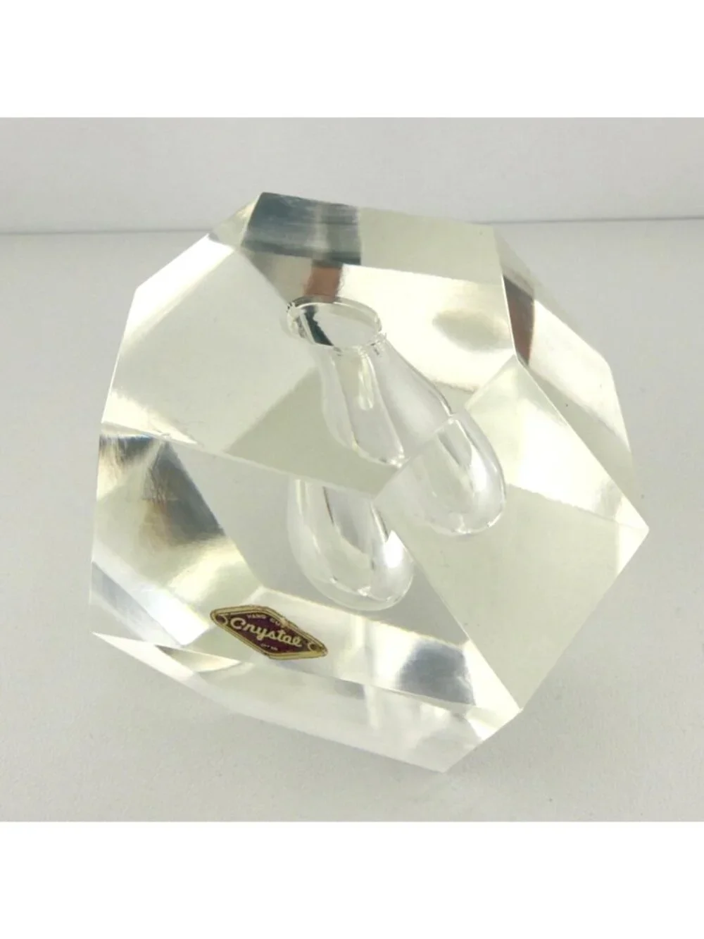Mid Century Modern Cut Crystal Blossom Vase Paperweight Made in Japan
